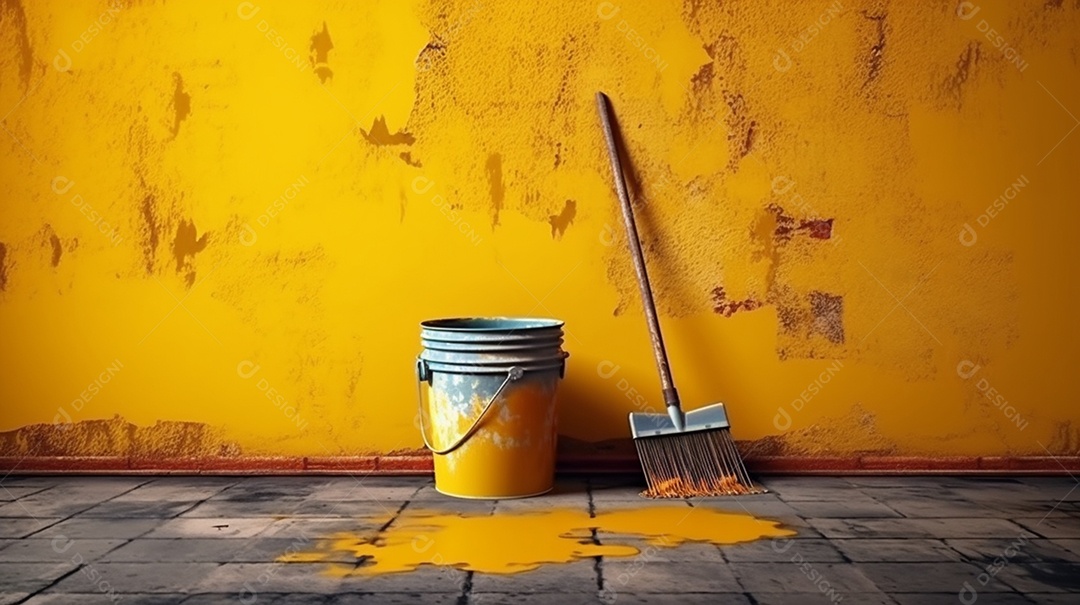 Pintura de quarto com tinta laranja