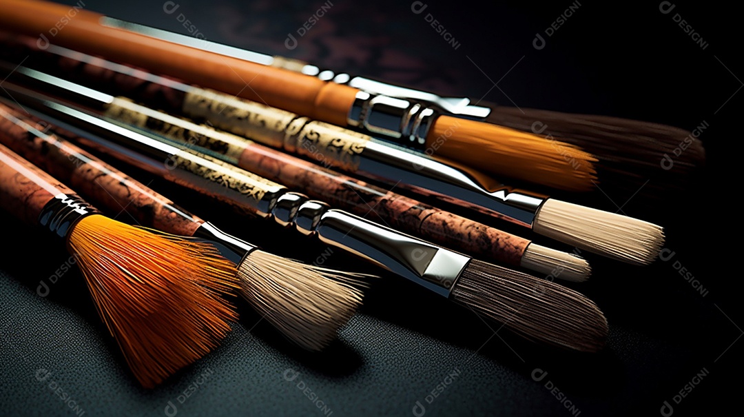 Detalhes de pinceis de pintura