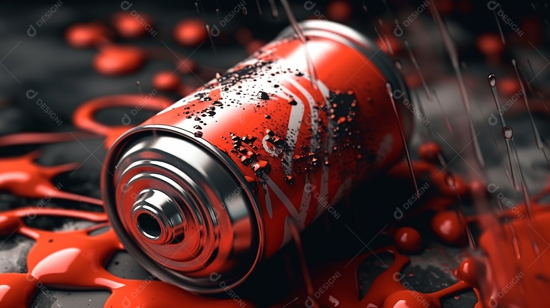 Lata de tinta spray vermelha