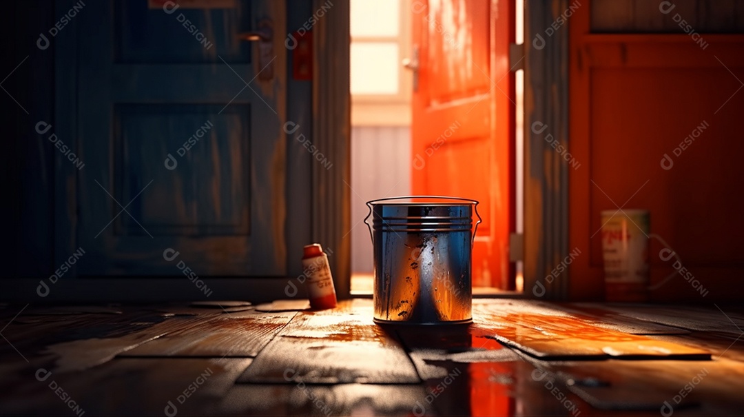 Balde de tinta colorida para pintura