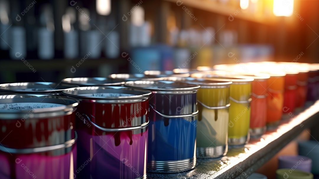 Latas de tintas coloridas para pinturas