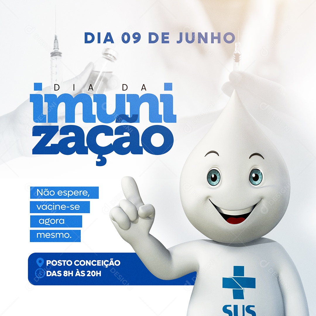 Dia Da Imunização 09 De Junho Vacine-se Social Media PSD Editável