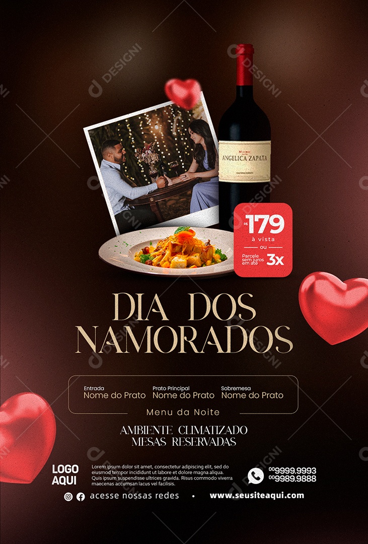 Dia Dos Namorados Ambiente Climatizado Mesas Reservadas Social Media PSD Editável