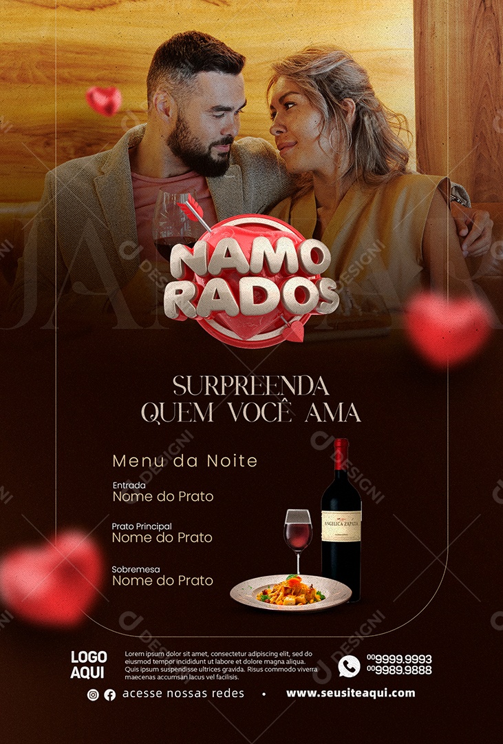 Surpreenda Quem Você Ama Menu Da Noite Reserva De Mesa Dia Dos Namorados Social Media PSD Editável