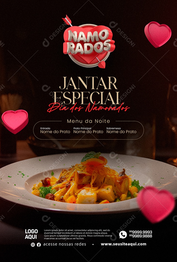 Jantar Especial Dia Dos Namorados Reserva De Mesa Social Media PSD Editável