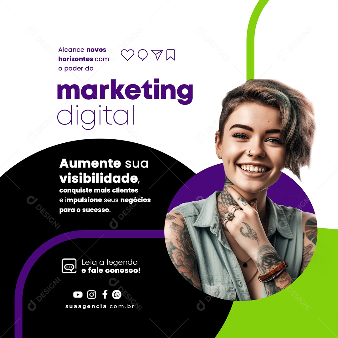 Aumente Sua Visibilidade Marketing Digital Social Media PSD Editável