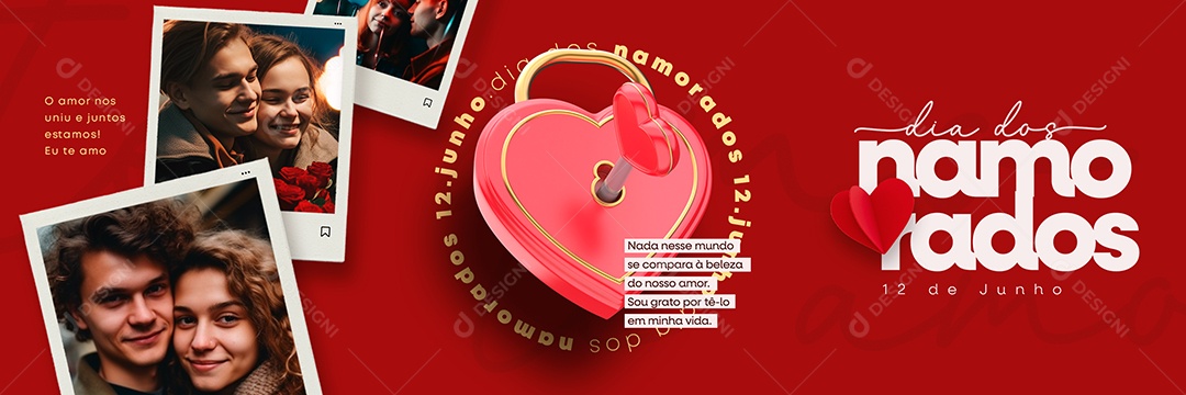 Social Media O Amor Nos Uniu e Juntos Estamos Eu Te Amo Carrossel Dia Dos Namorados PSD Editável