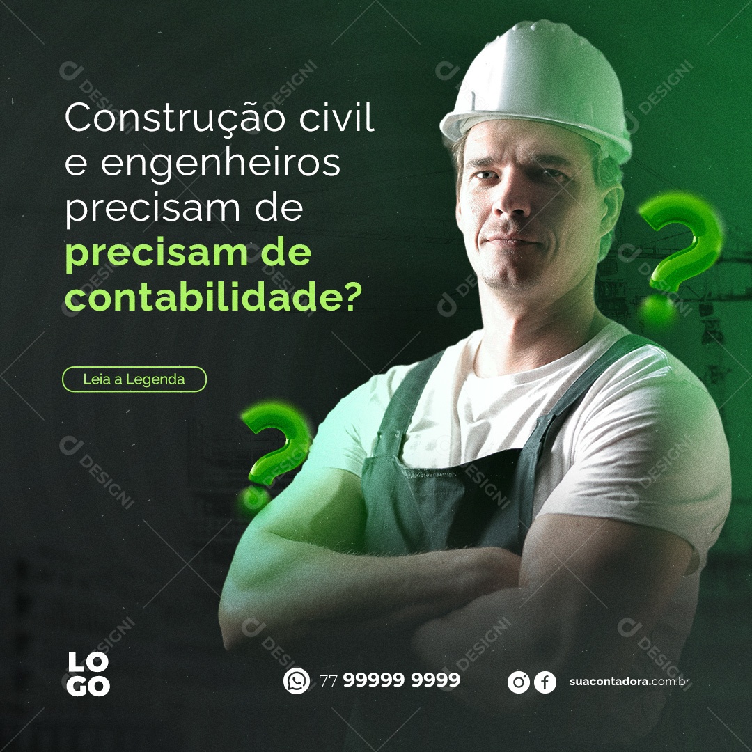 Construção Civil Precisa de Contabilidade Social Media PSD Editável