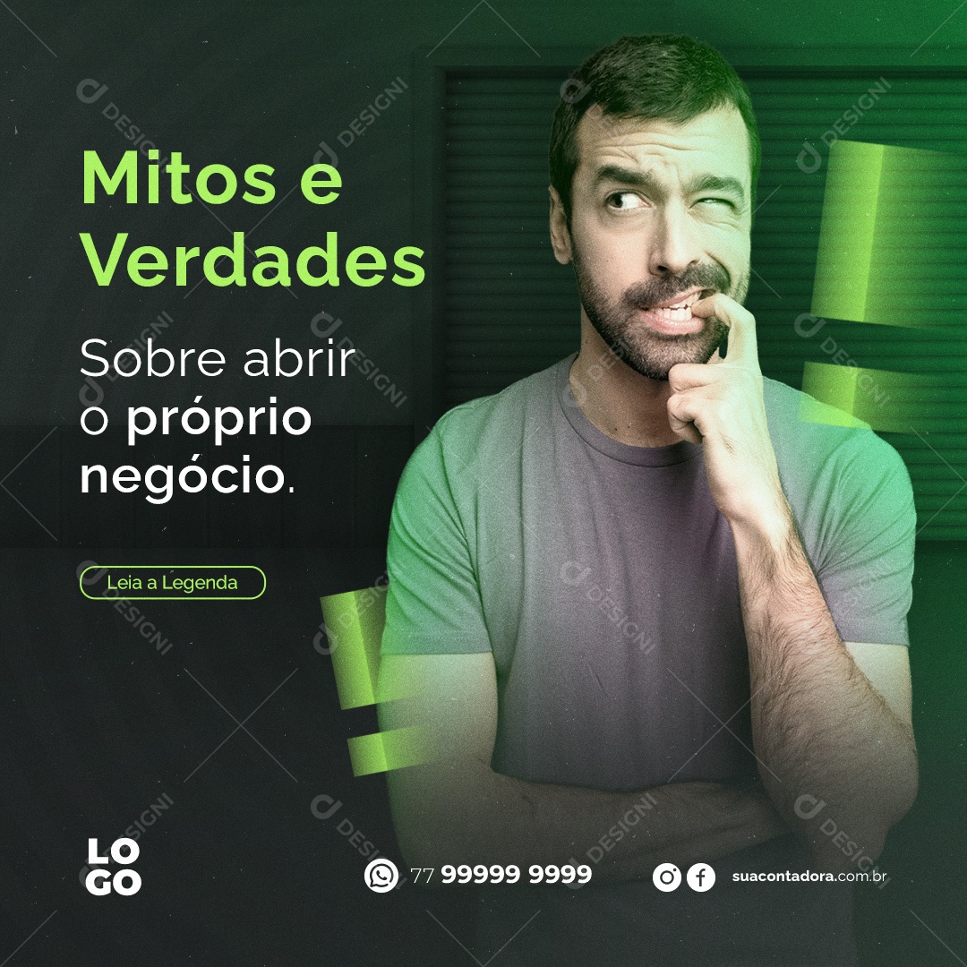 Sobre Abrir o Próprio Negócio  Mitos e Verdades Social Media PSD Editável