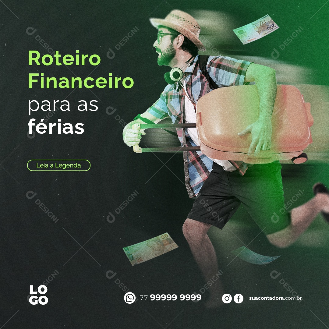 Roteiro Financeiro para a Férias Social Media PSD Editável