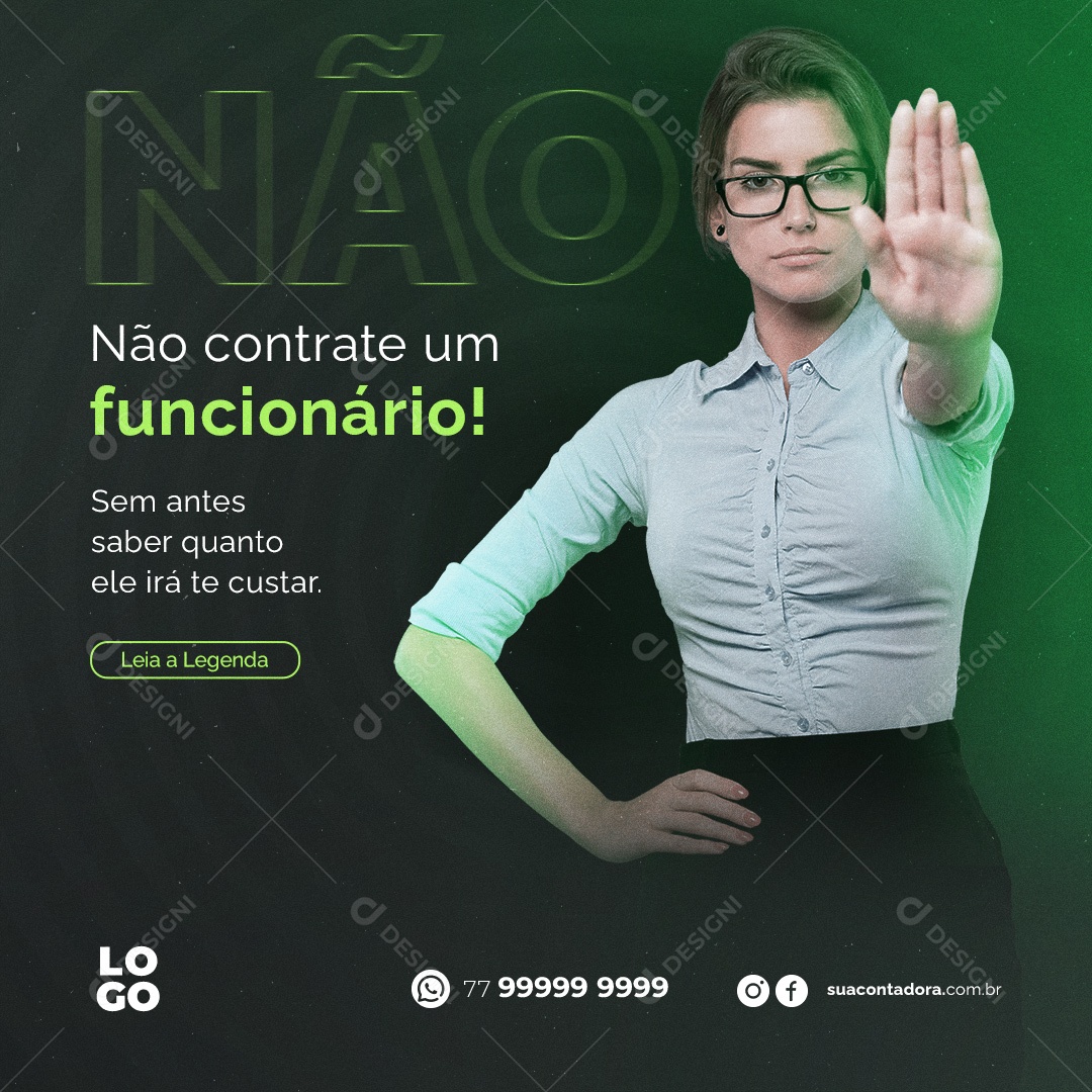 Não Contrate Um Funcionário Sem Saber Quanto Ele Ira Te Custar Social Media PSD Editável