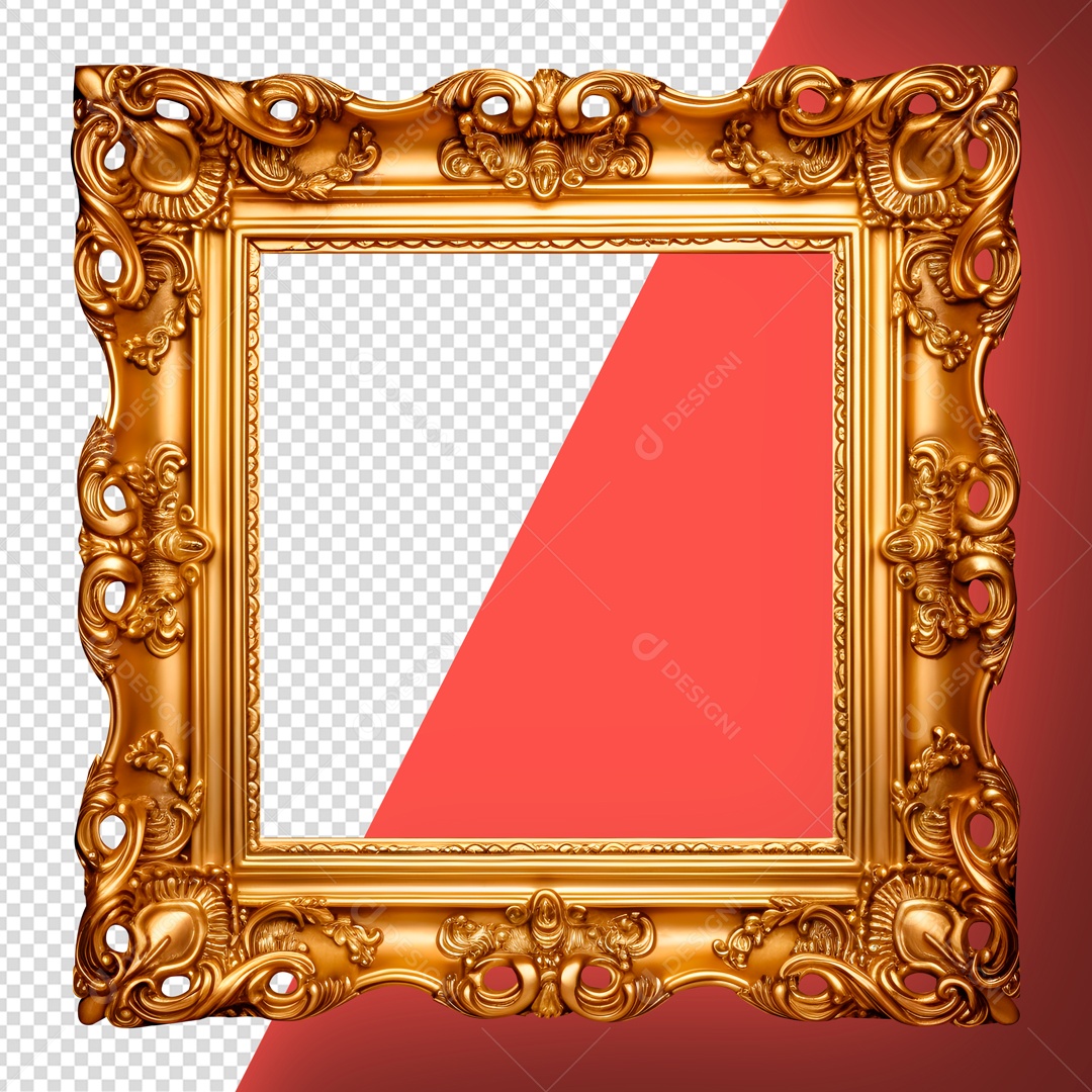 Moldura de Quadro Dourado PSD