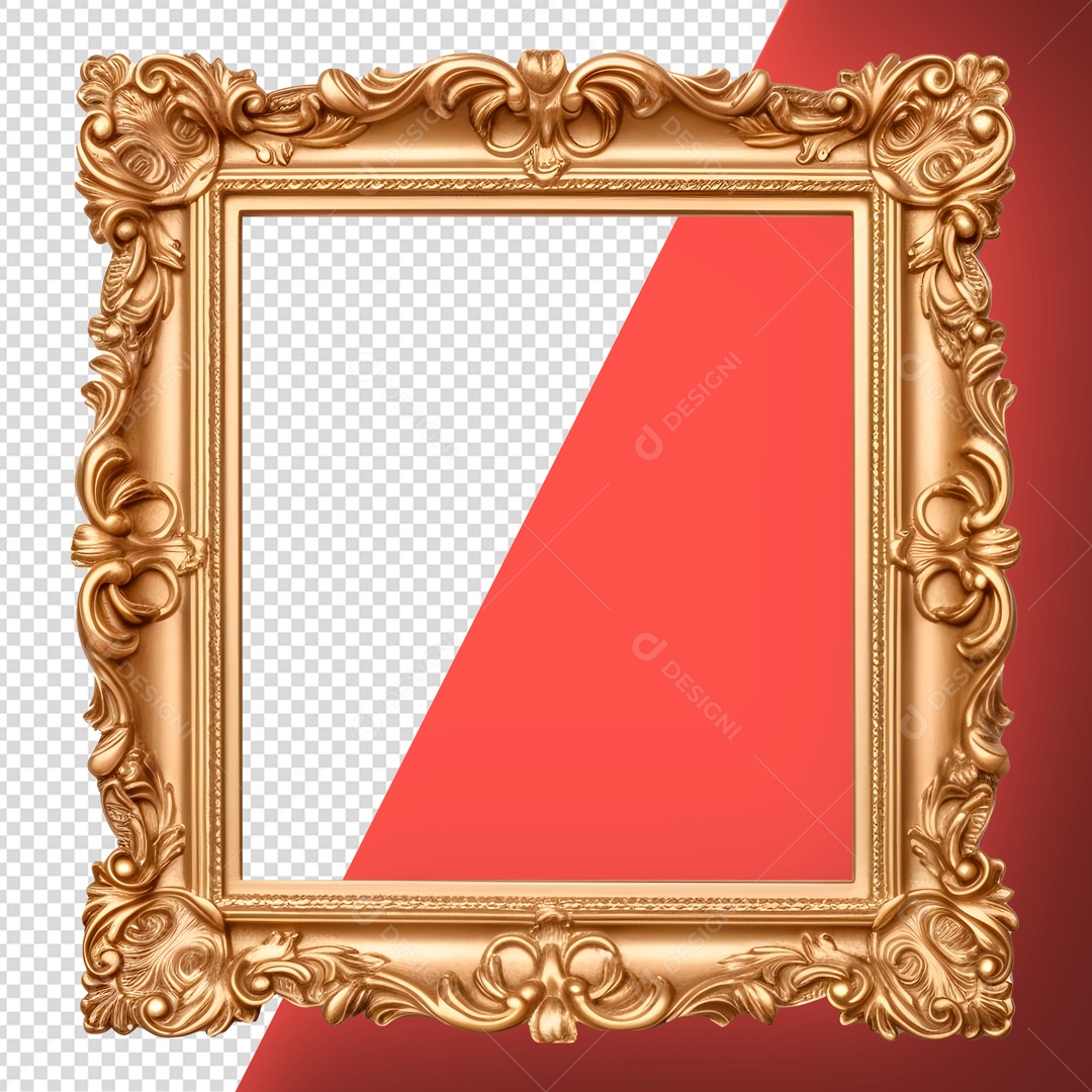 Molldura De Quadro Dourado Detalhado PSD