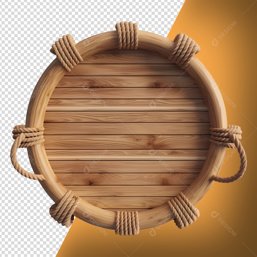 Modelo Circular De Madeira Com Cordas PSD