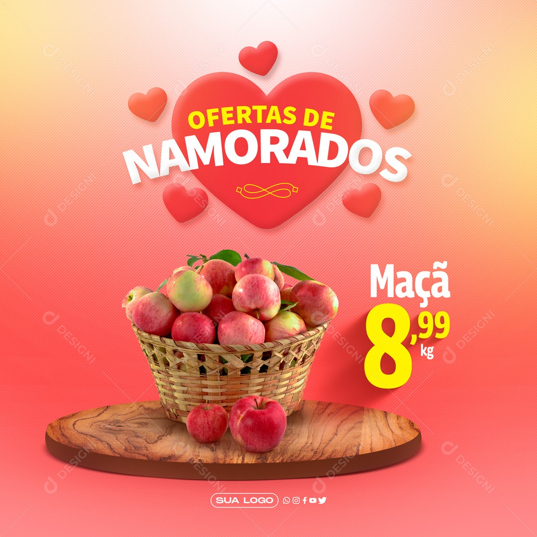 Post Oferta de Namorados Social Media PSD Editável