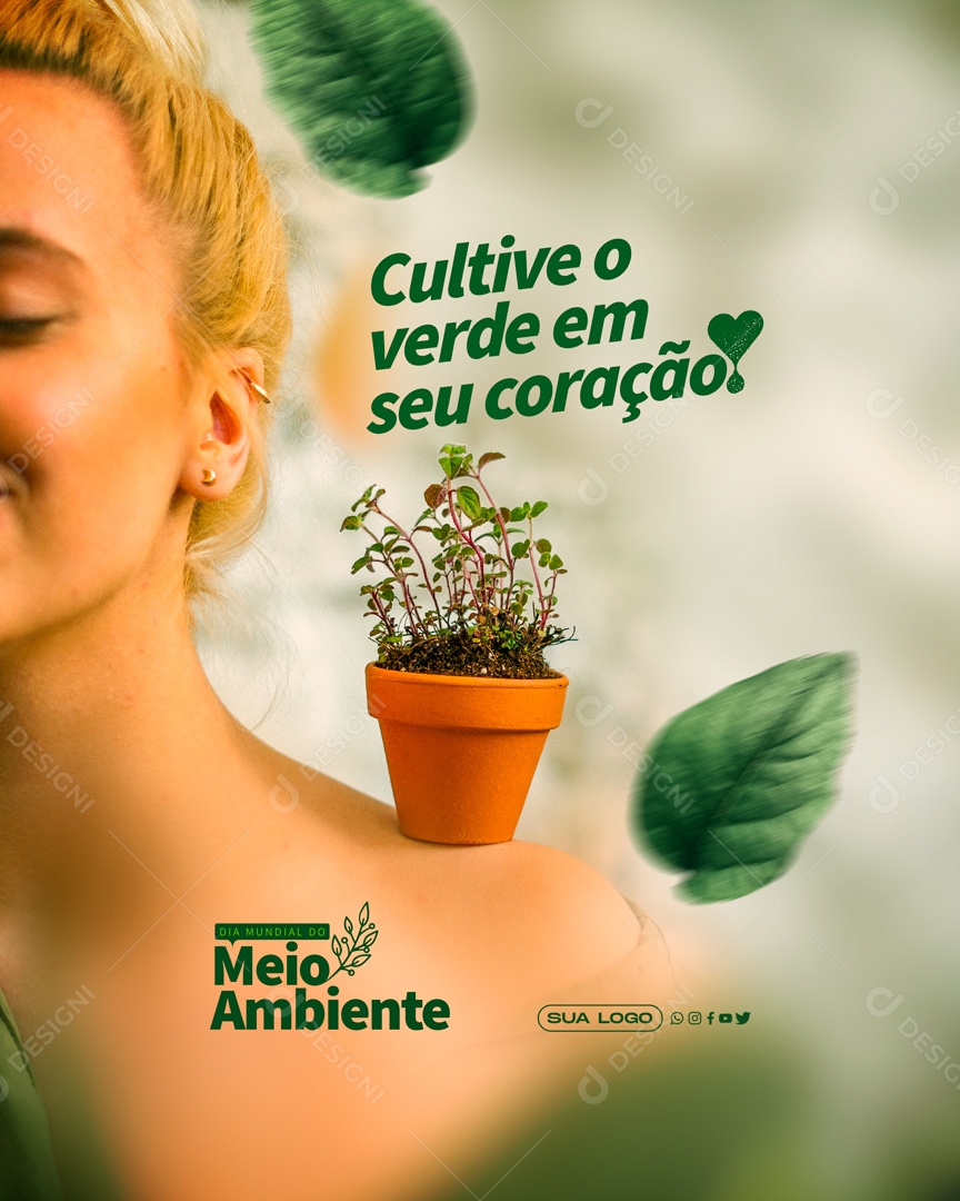 Post Feed Dia do Meio Ambiente Cultive o Verde no Seu Coração PSD Editável