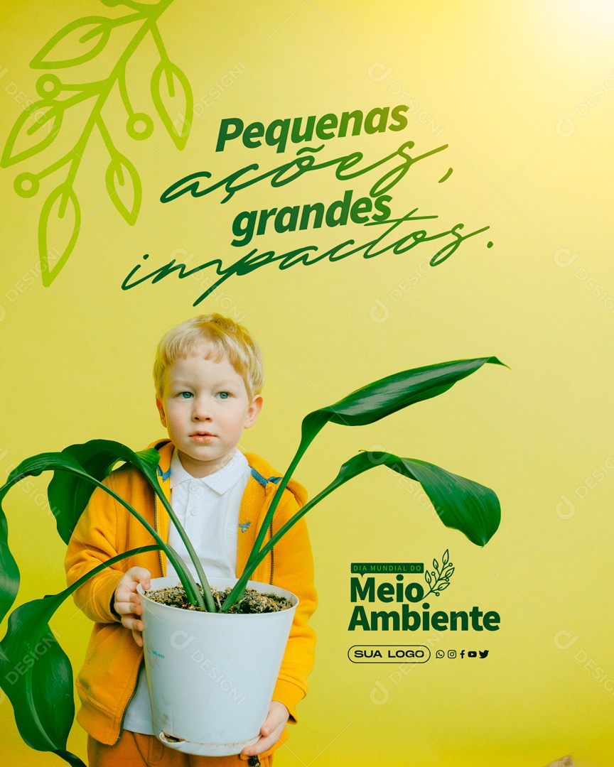 Post Feed Dia do Meio Ambiente Pequenas Ações Grandes Impactos PSD Editável