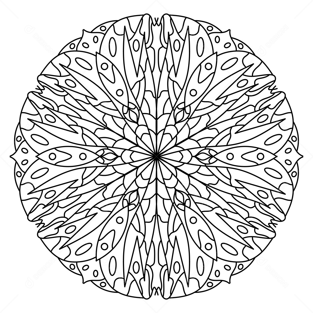 Mandala De Contorno Para Livro De Colorir Vetor EPS