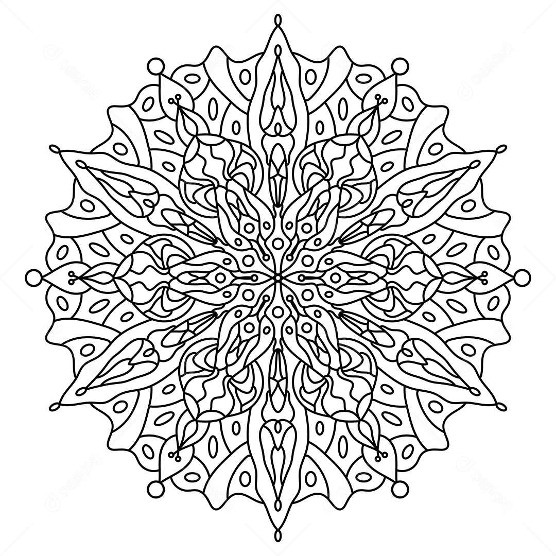Mandala De Contorno Para Livro De Colorir Vetor EPS