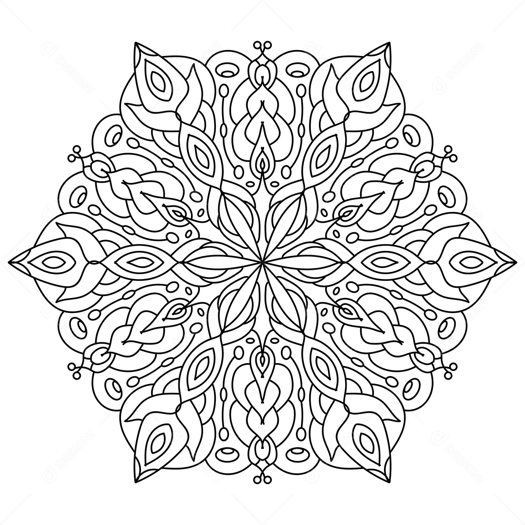 Mandala De Contorno Para Livro De Colorir Vetor EPS