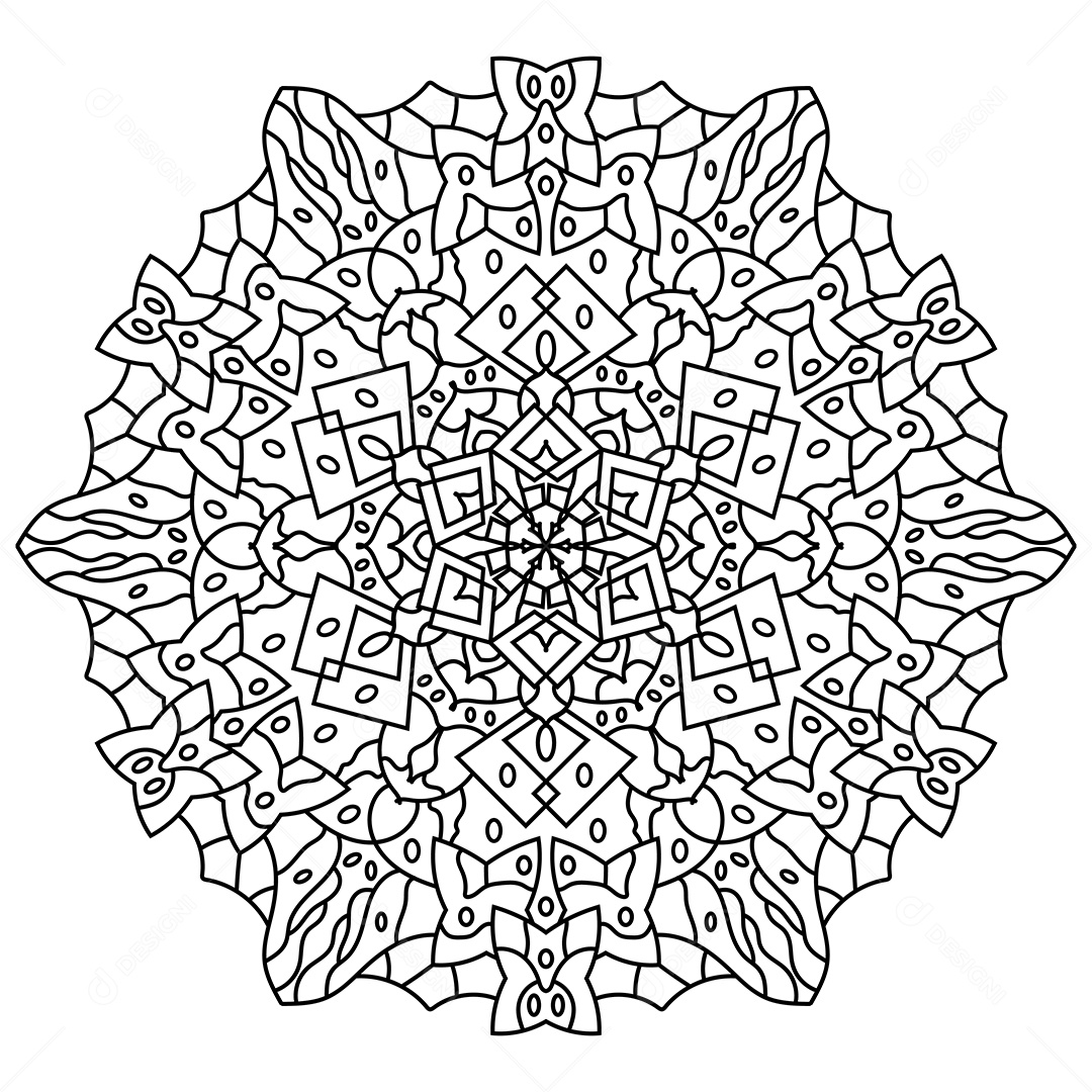 Mandala De Contorno Para Livro De Colorir Vetor EPS