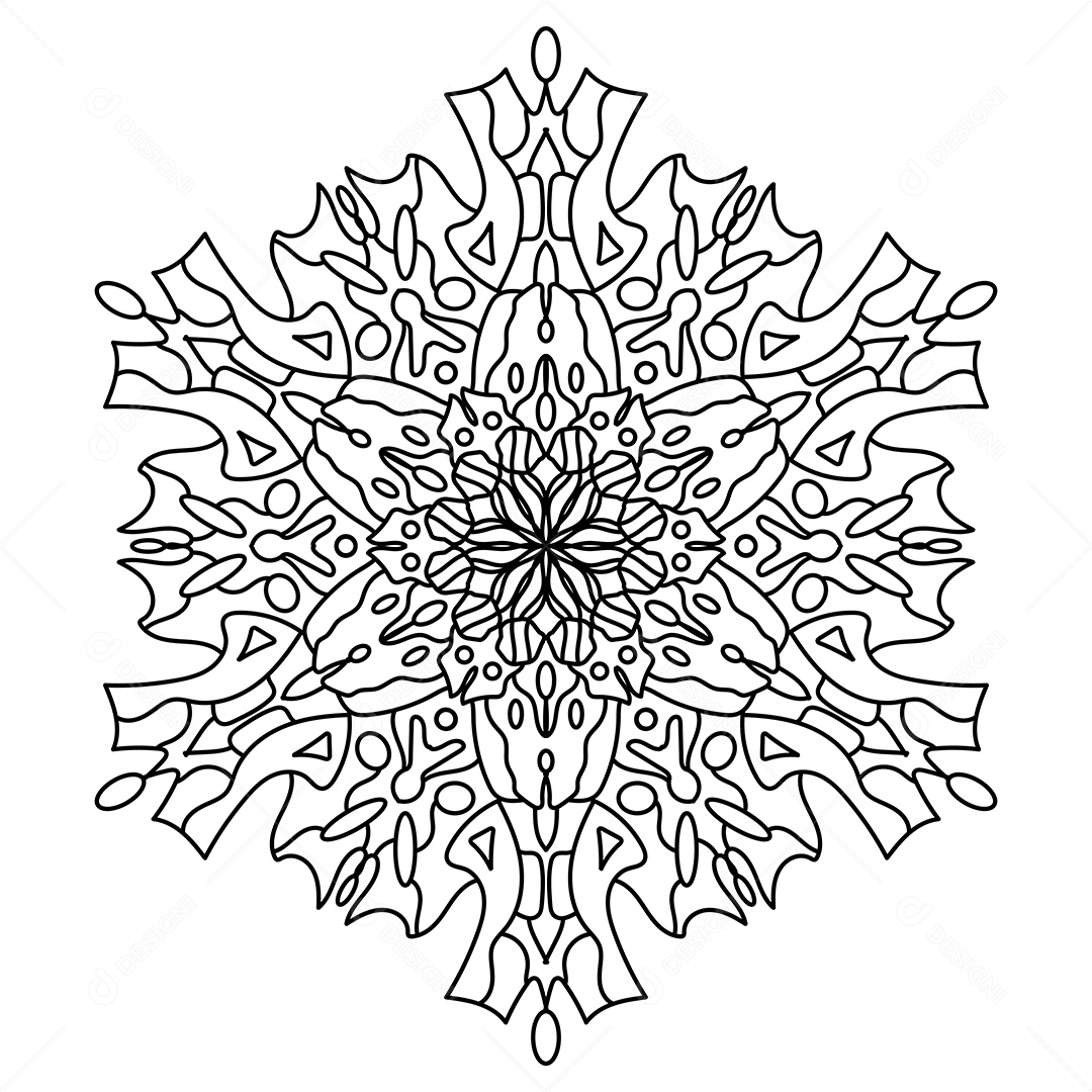 Mandala De Contorno Para Livro De Colorir Vetor EPS