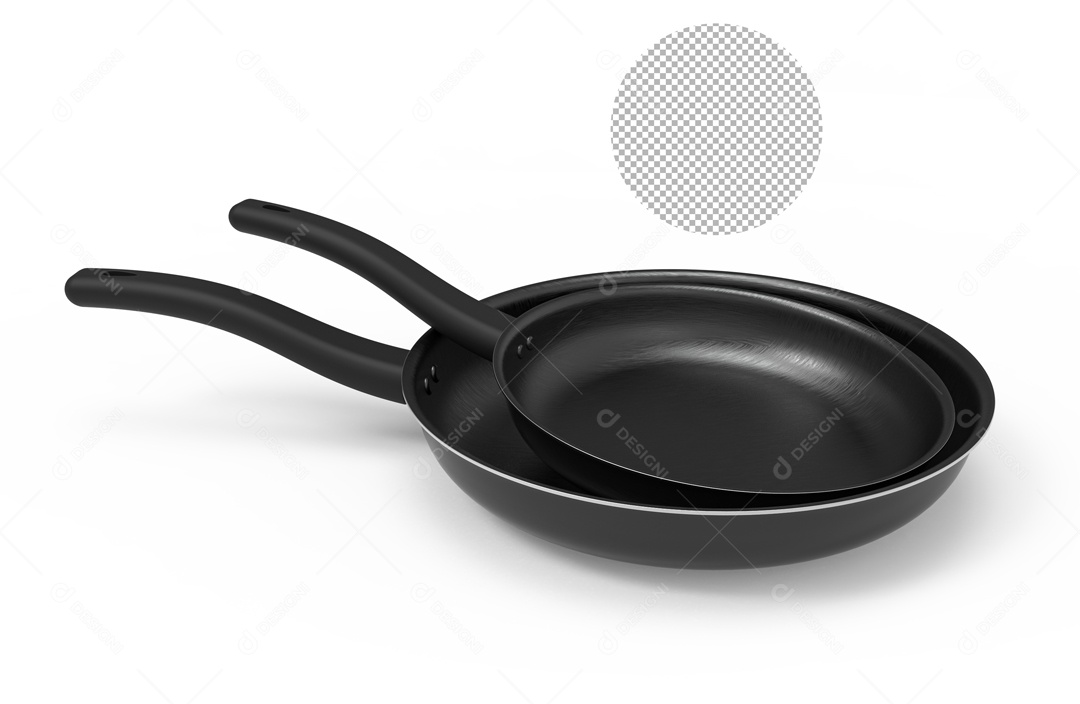 Frigideira Preta Elemento 3D Para Composição PSD