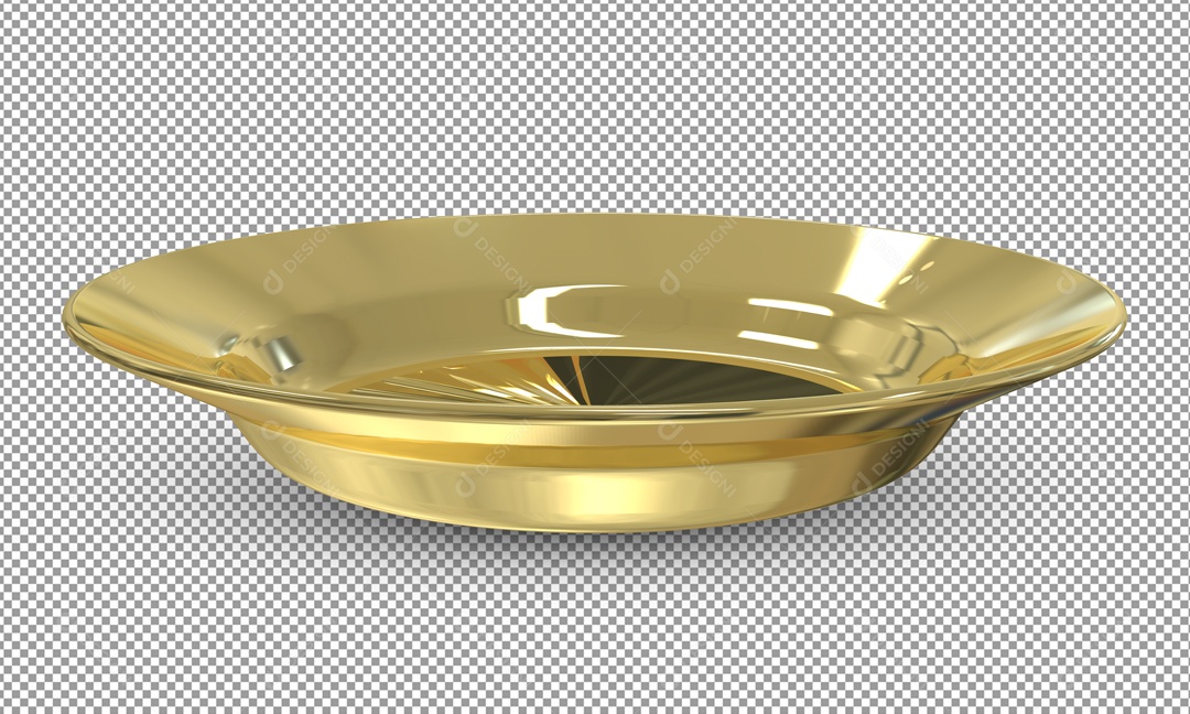 Prato Dourado Elemento 3D Para Composição PSD
