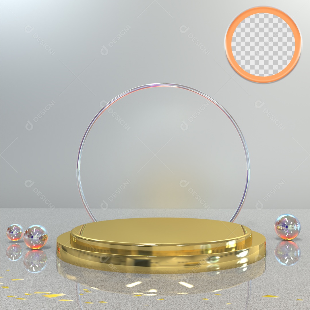 Elemento 3D Plataforma Dourada Para Composição PSD