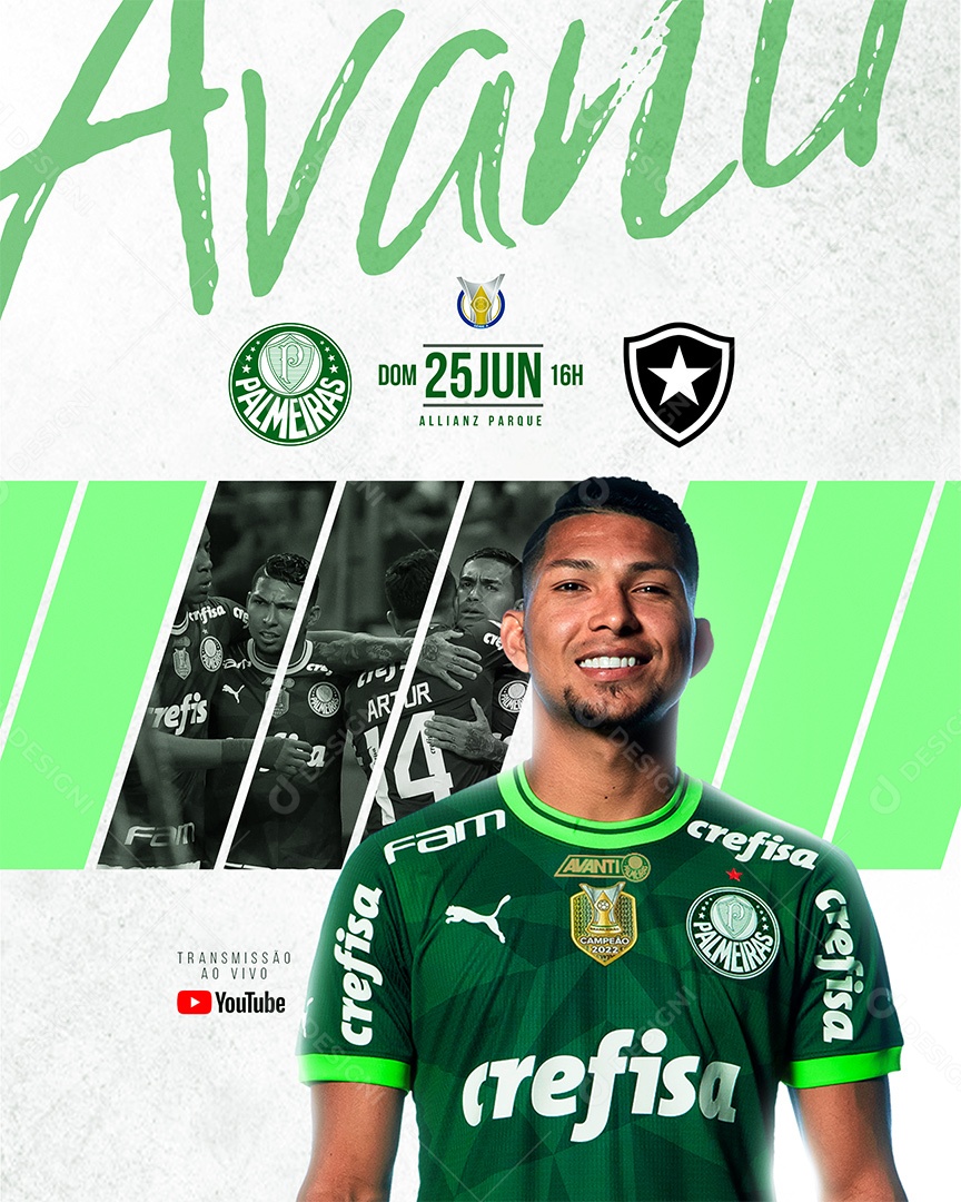 Post Palmeiras x Botafogo Brasileirão Social Media PSD Editável