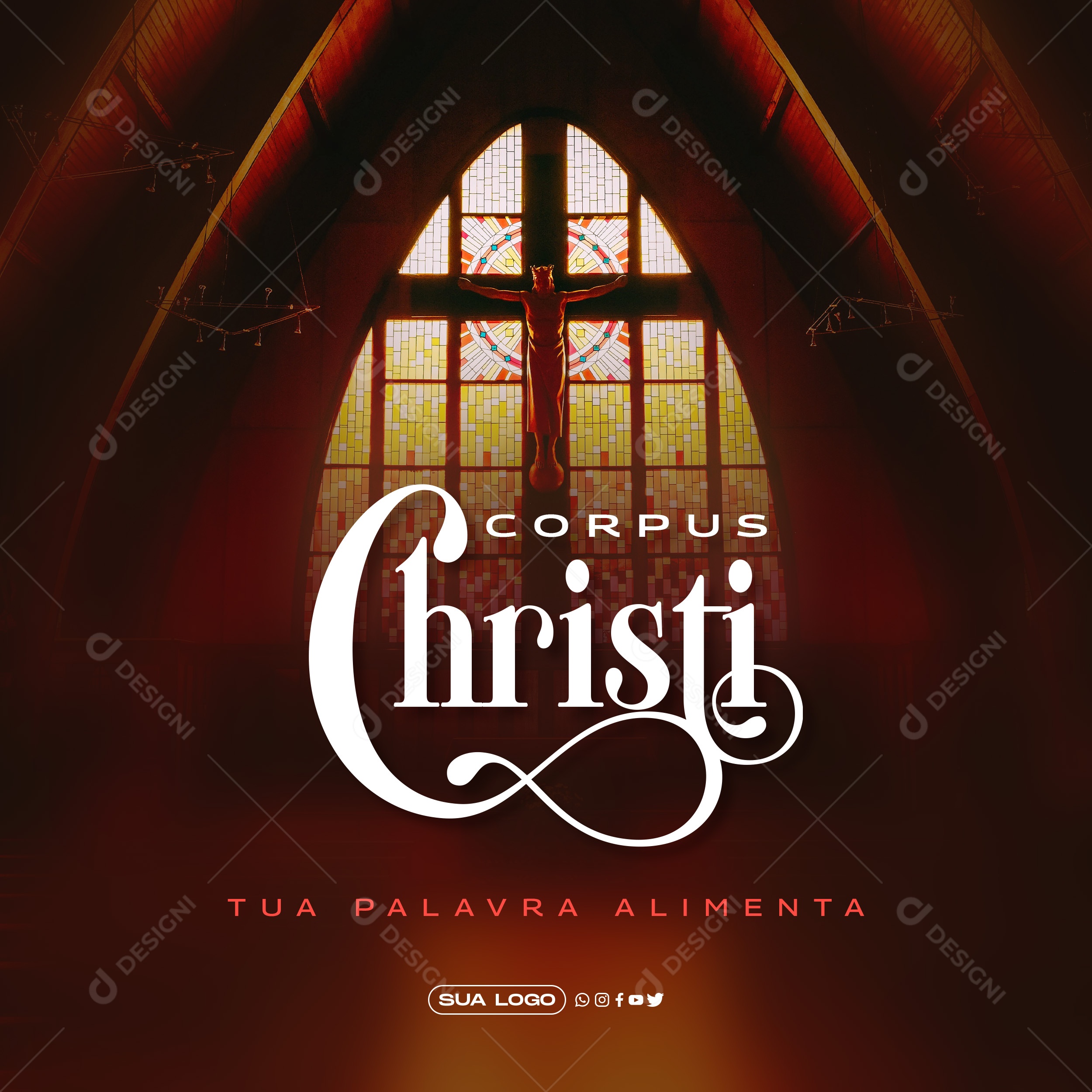 Post Corpus Christi Tua Palavra Alimenta Social Media PSD Editável