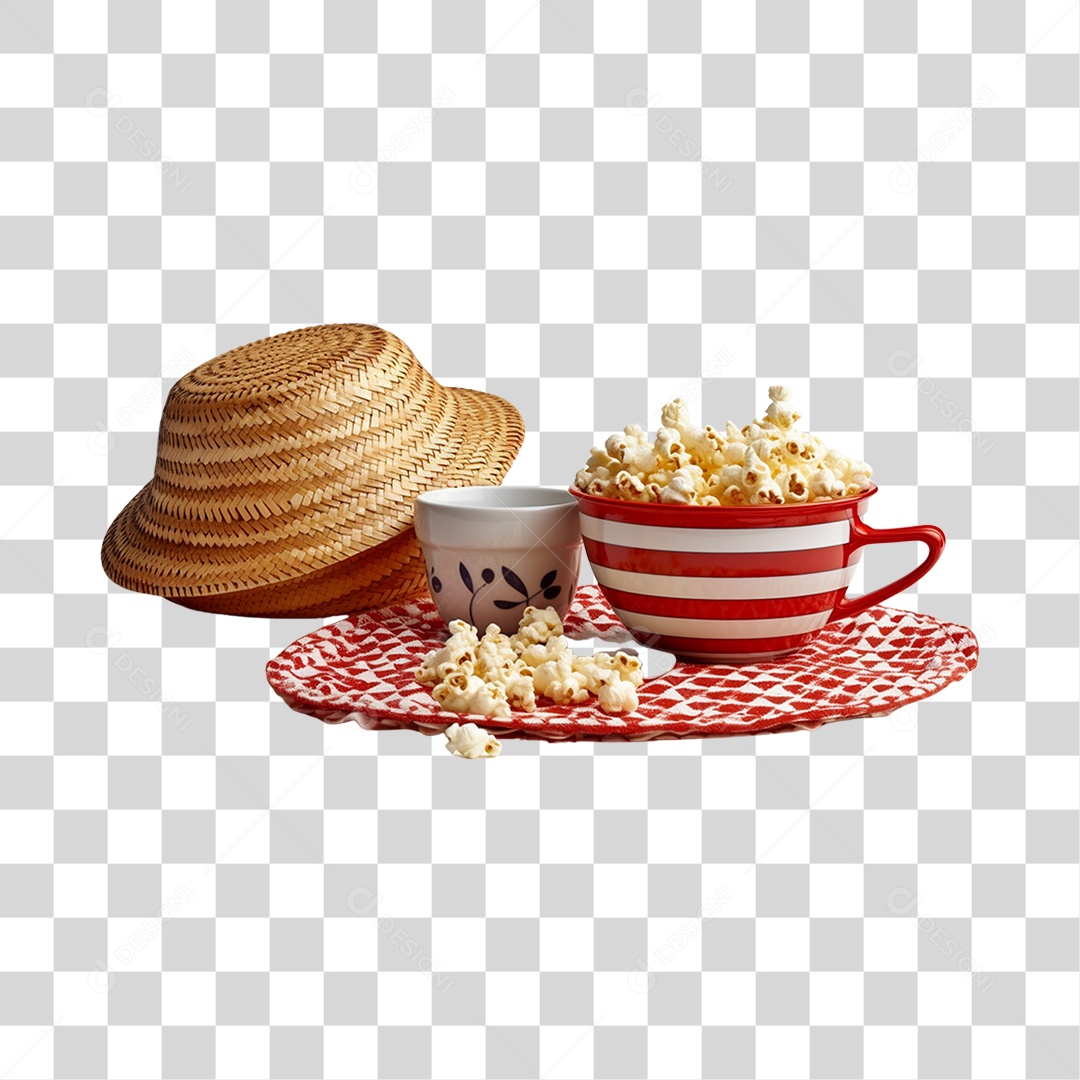 Chapéu De Palha E Pipoca São João PNG Transparente