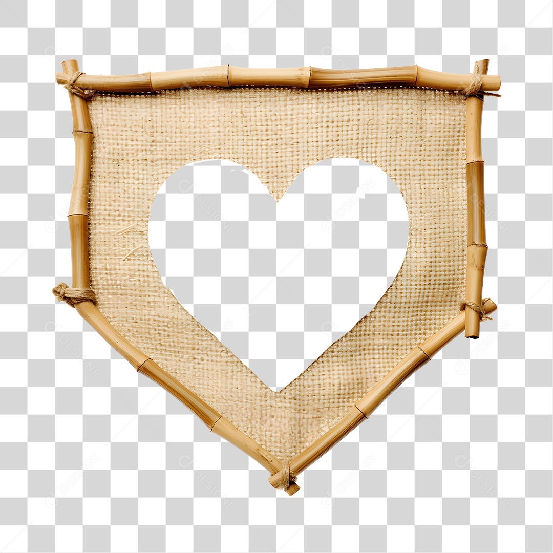 Painel De Bambu Coração De São João Elemento 3D PNG Transparente