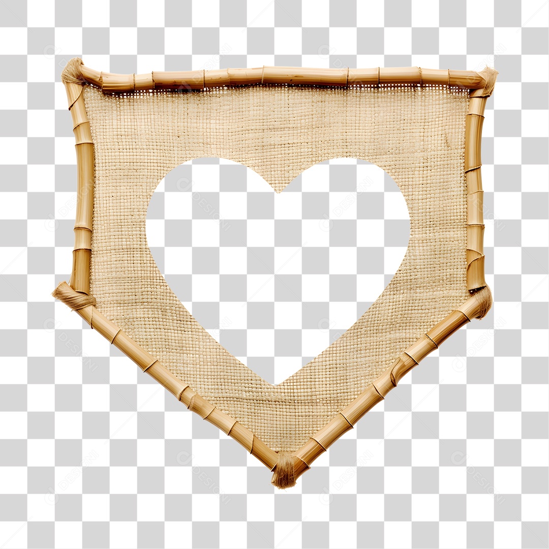 Painel De Bambu Coração De São João Elemento 3D PNG Transparente