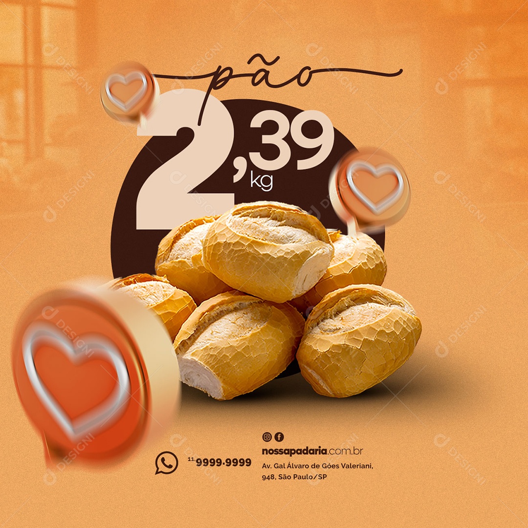 Pão 2,39 KG Padaria Social Media PSD Editável