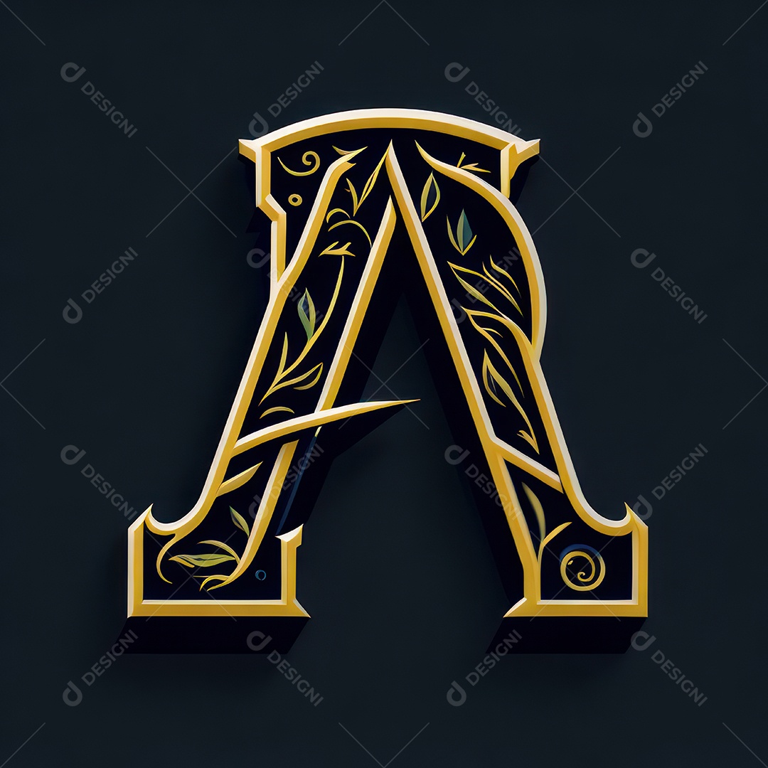 Letra A fontes arte vetorial.