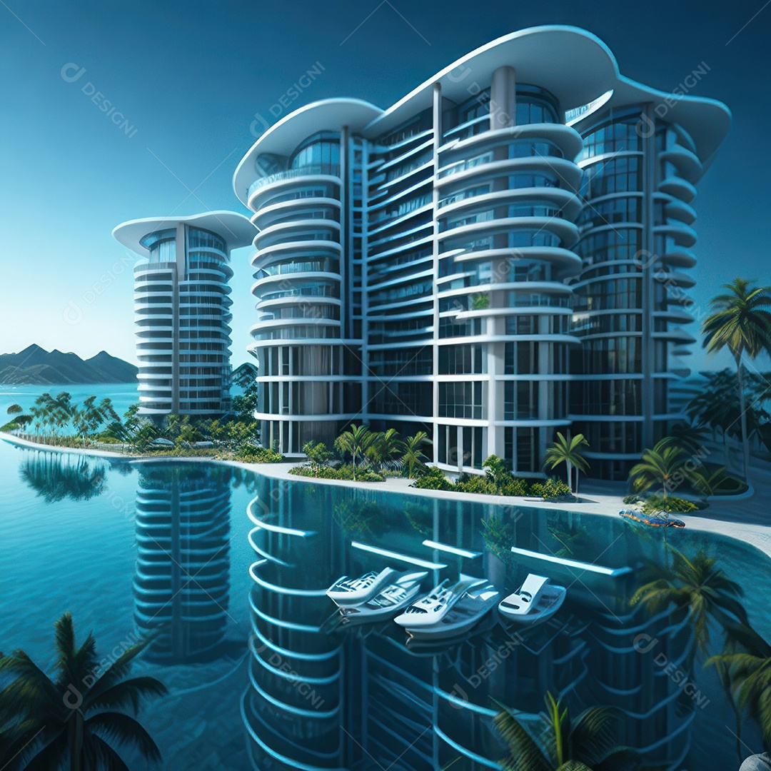 Renderização do resort do Azure.