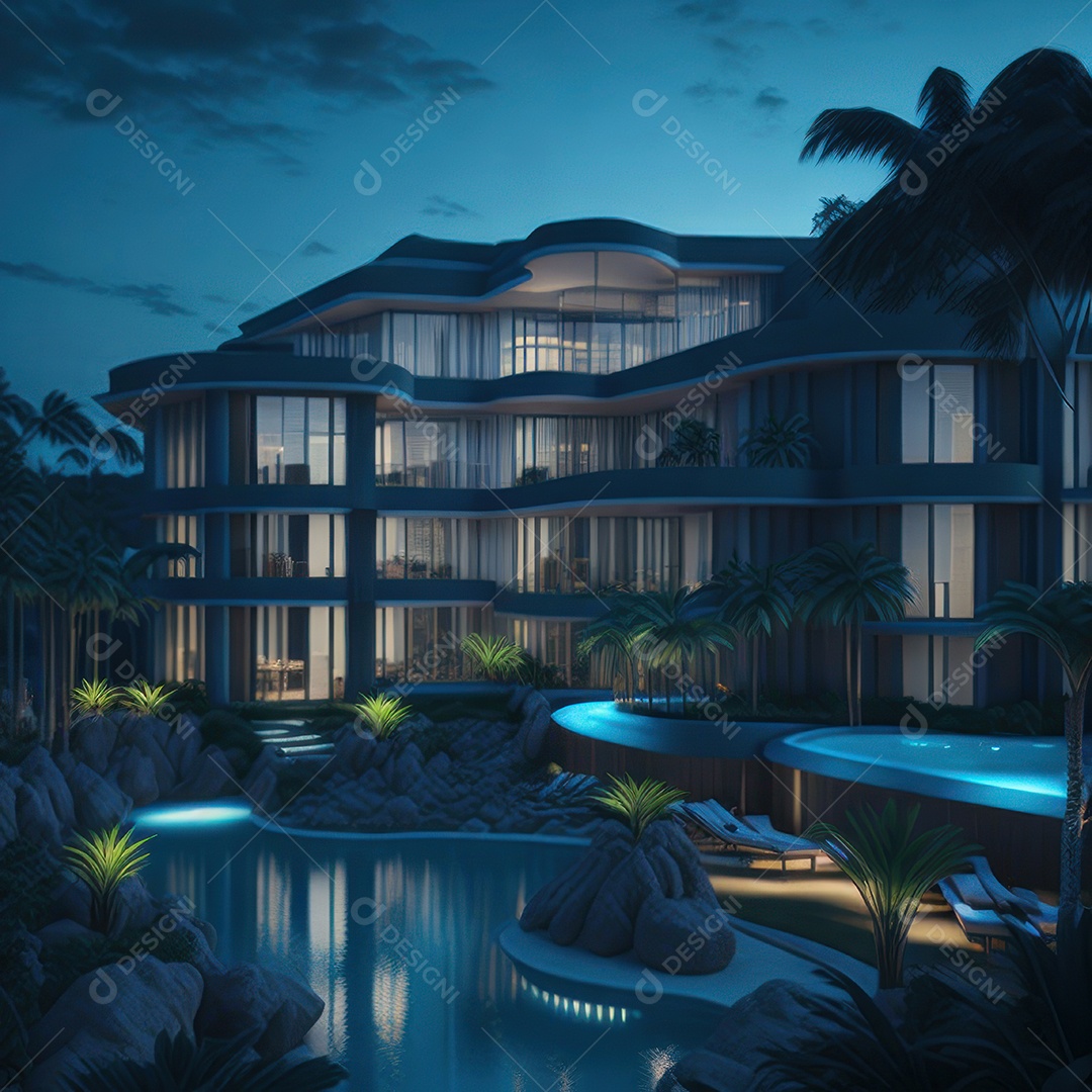 Renderização do resort do Azure.