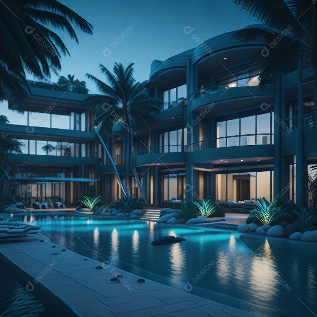 Renderização do resort do Azure.