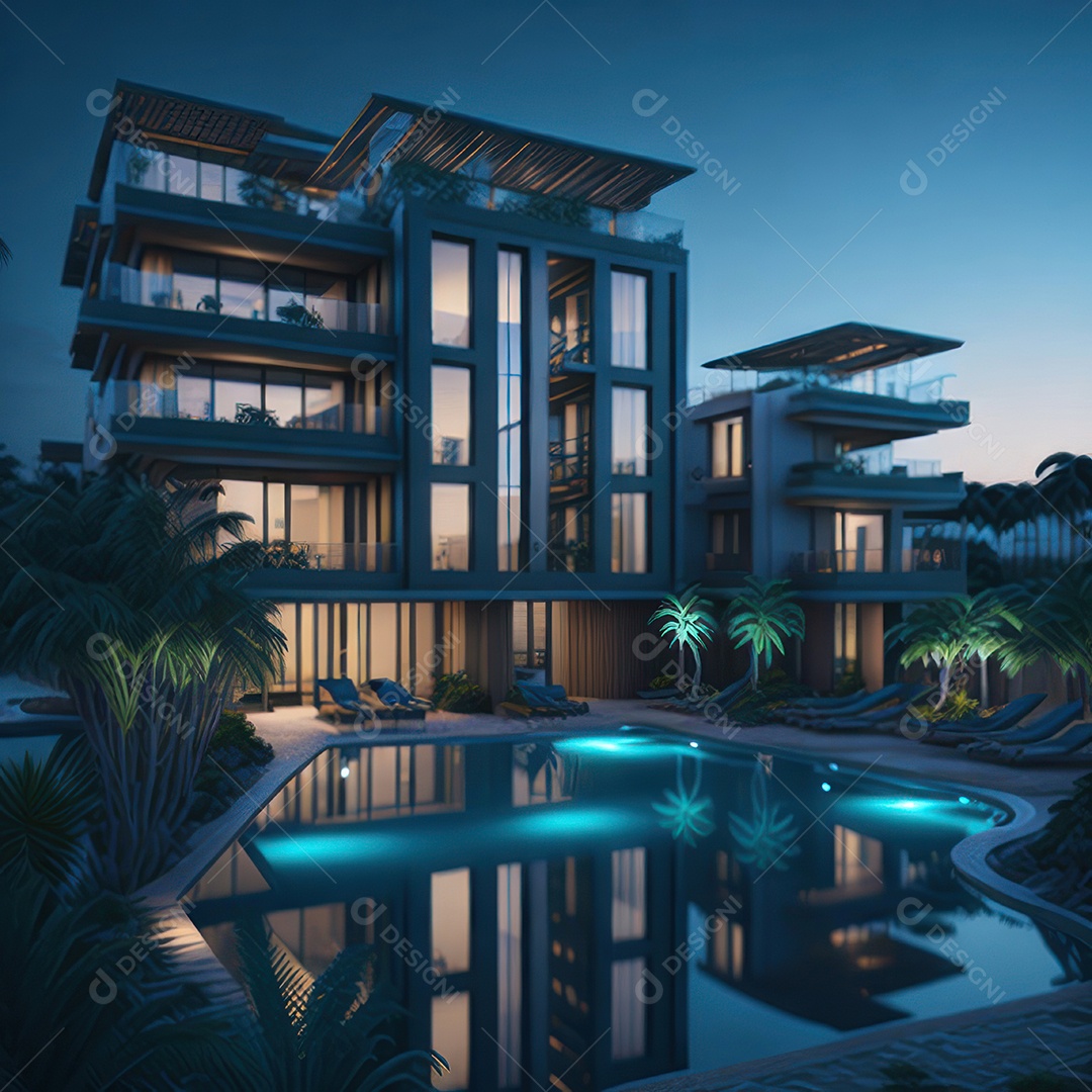 Renderização do resort do Azure.