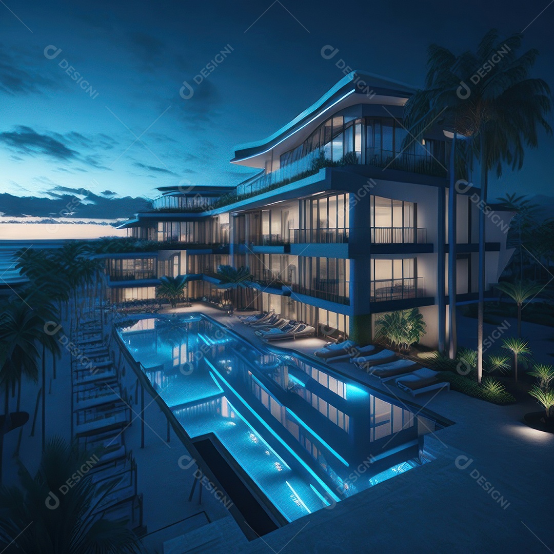 Renderização do resort do Azure.