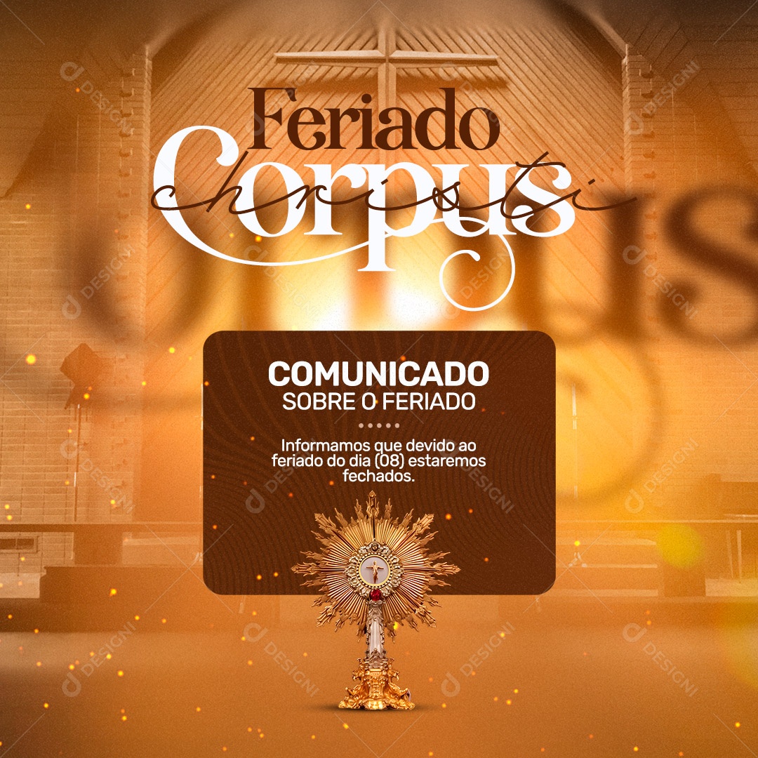 Comunicado Corpus Christi 08 de Junho Social Media PSD Editável