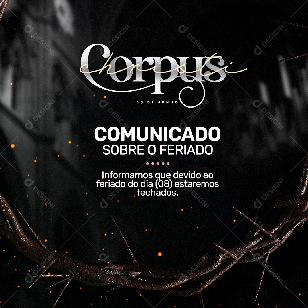 Comunicado Corpus Christi 08 de Junho Social Media PSD Editável