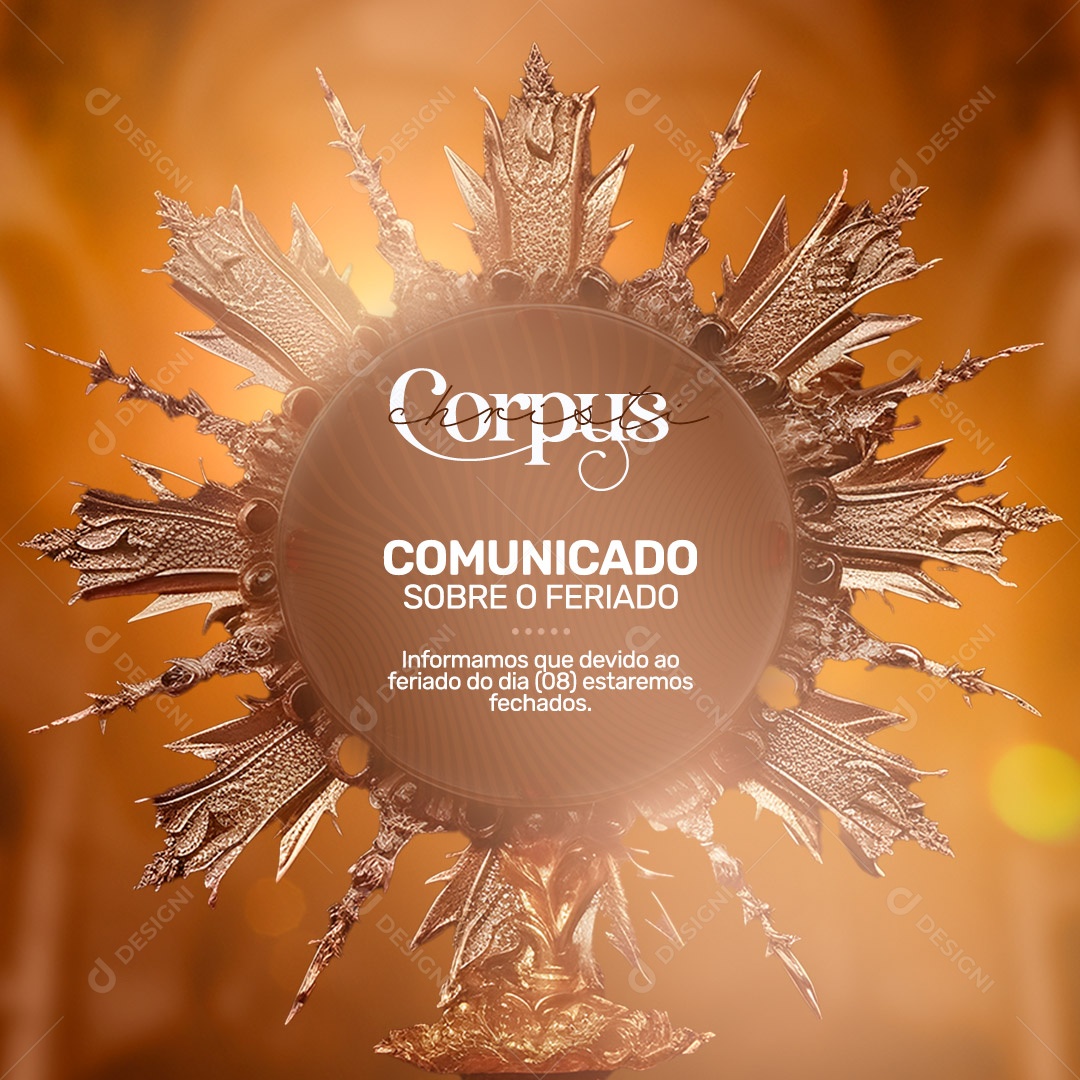 Comunicado Corpus Christi 08 de Junho Social Media PSD Editável