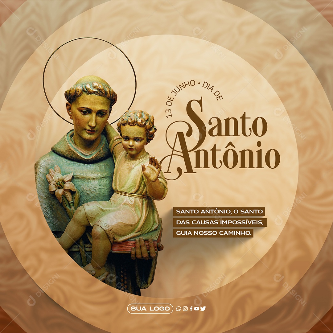 Dia de Santo Antônio Guia Nosso Caminho O Santo Das Causas Impossíveis PSD Editável