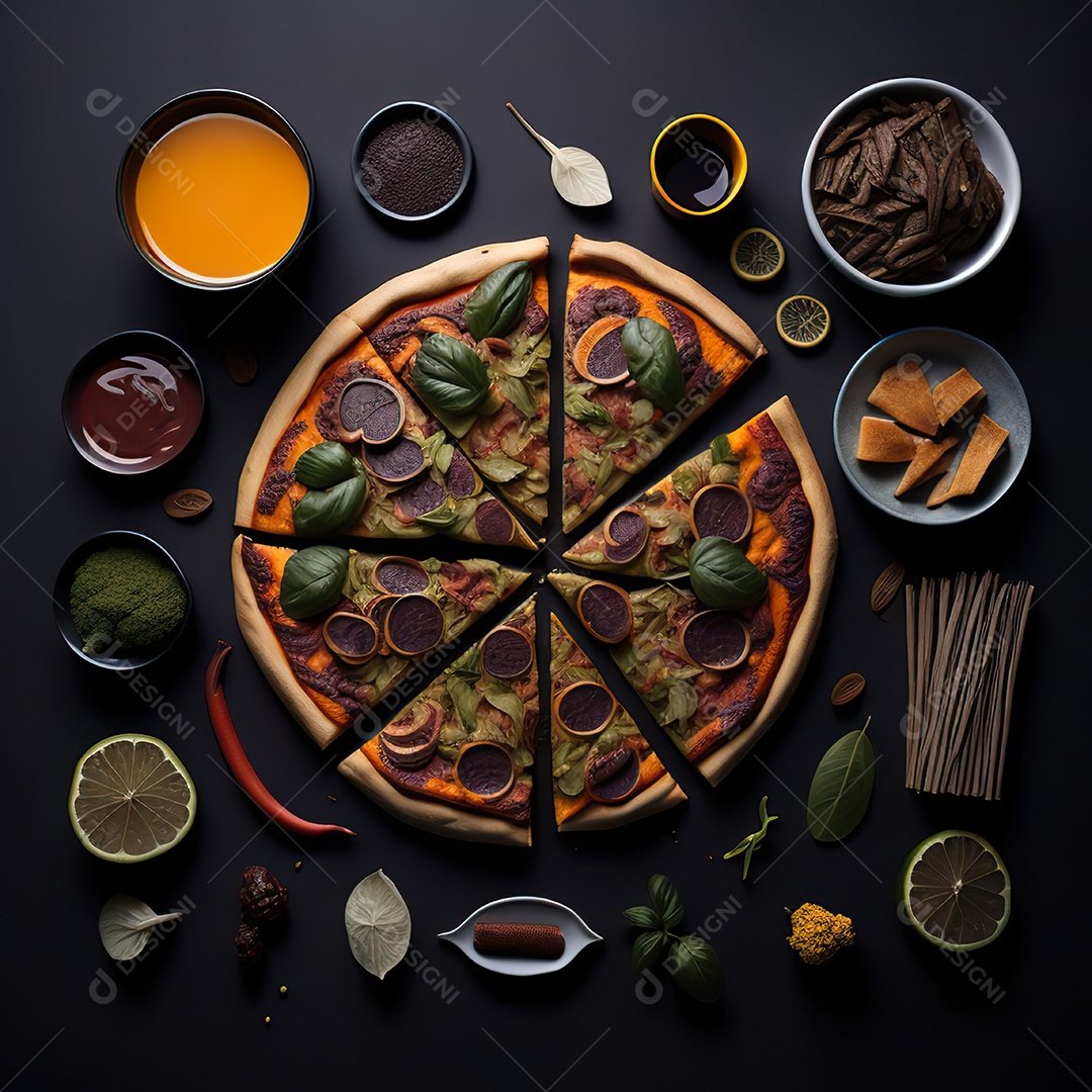 Pizza saborosa sobre uma mesa de madeira