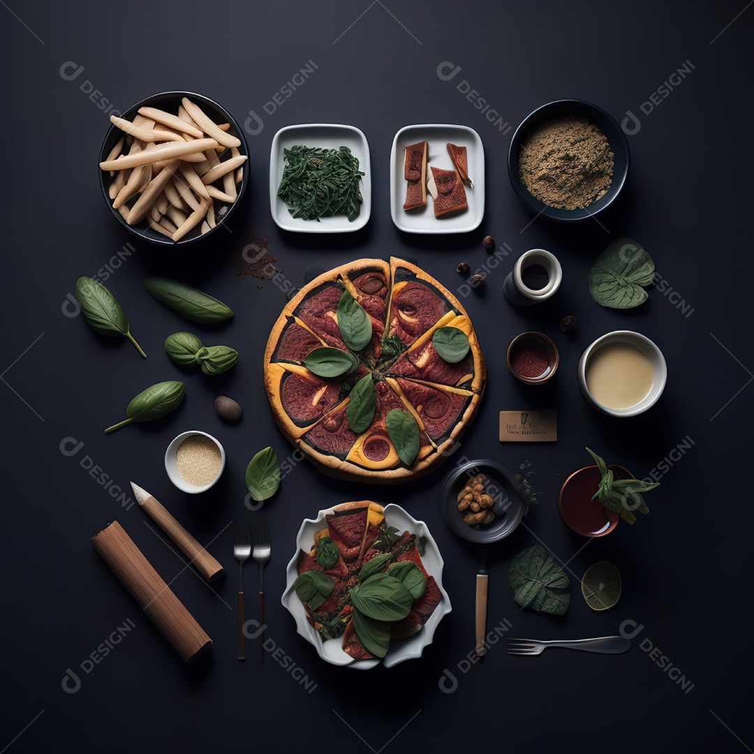 Pizza saborosa sobre uma mesa de madeira