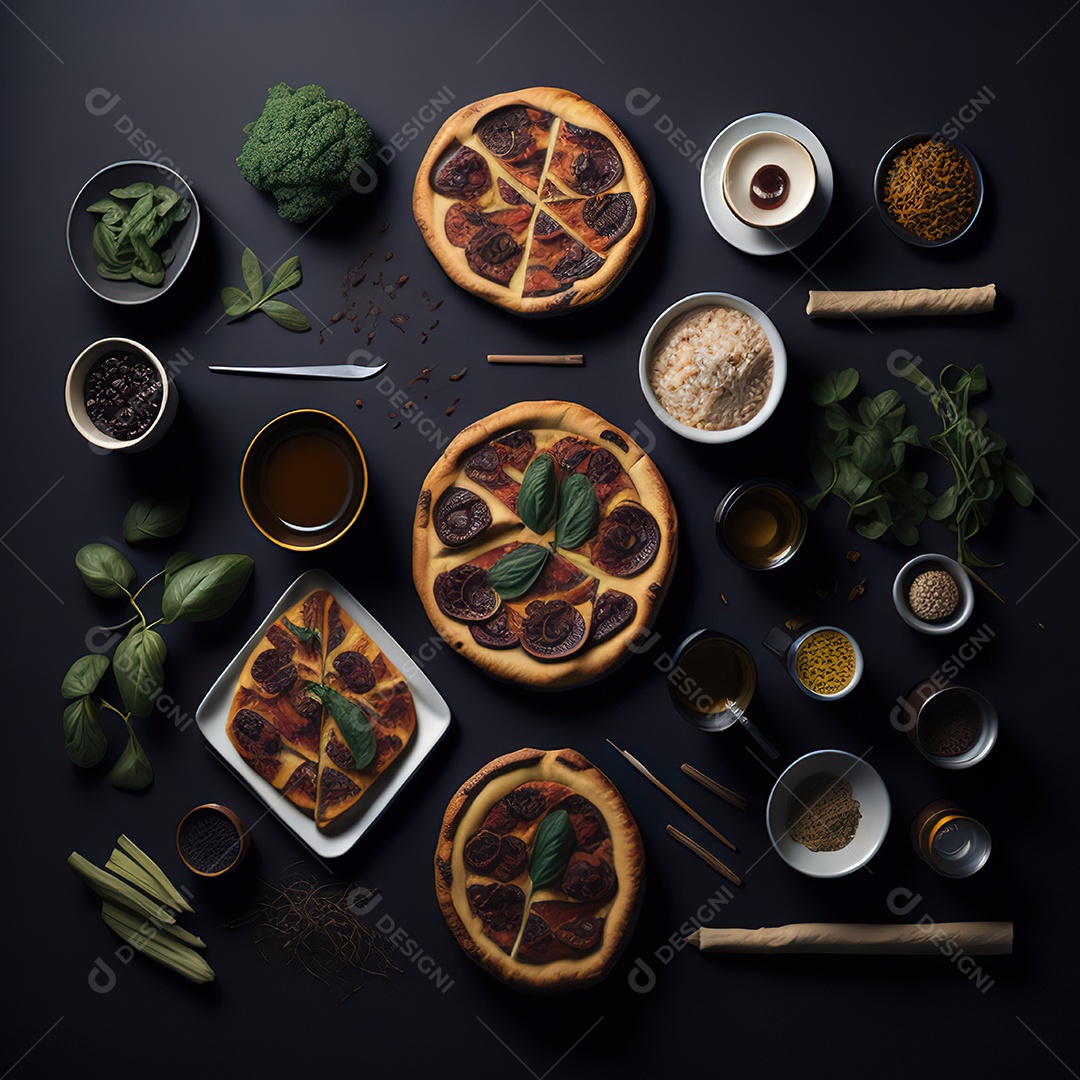 Pizza saborosa sobre uma mesa de madeira