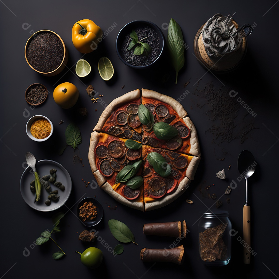 Pizza saborosa sobre uma tábua de madeira