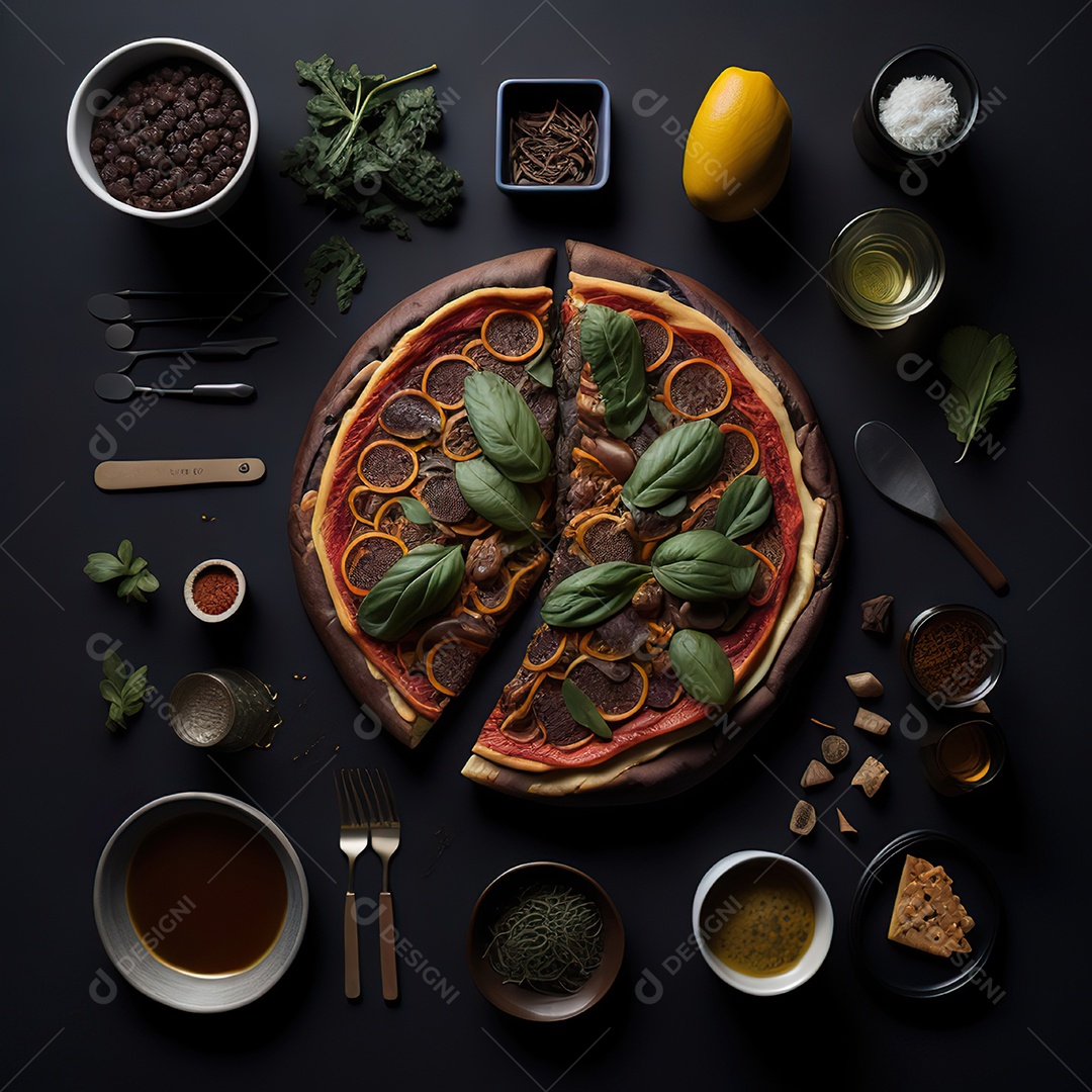 Pizza saborosa sobre uma mesa de madeira